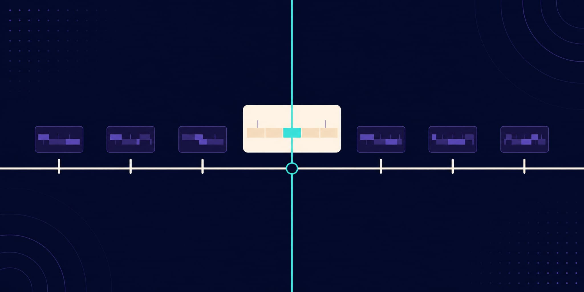 Abstract illustration of a timeline with a playhead stopped on one enlarged, inspected frame