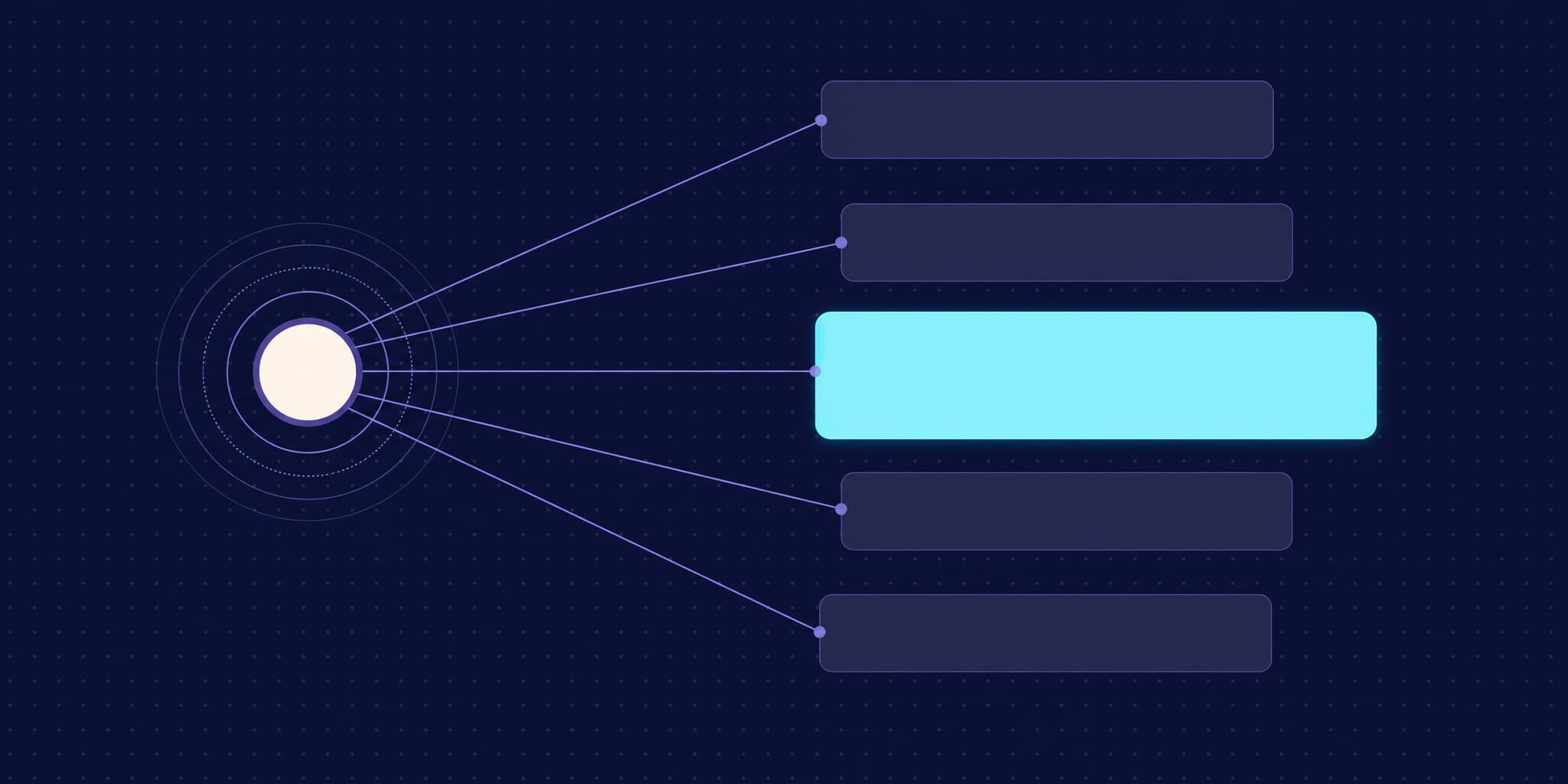 Abstract illustration of screenshots fanning out from a central node to five alternative destinations