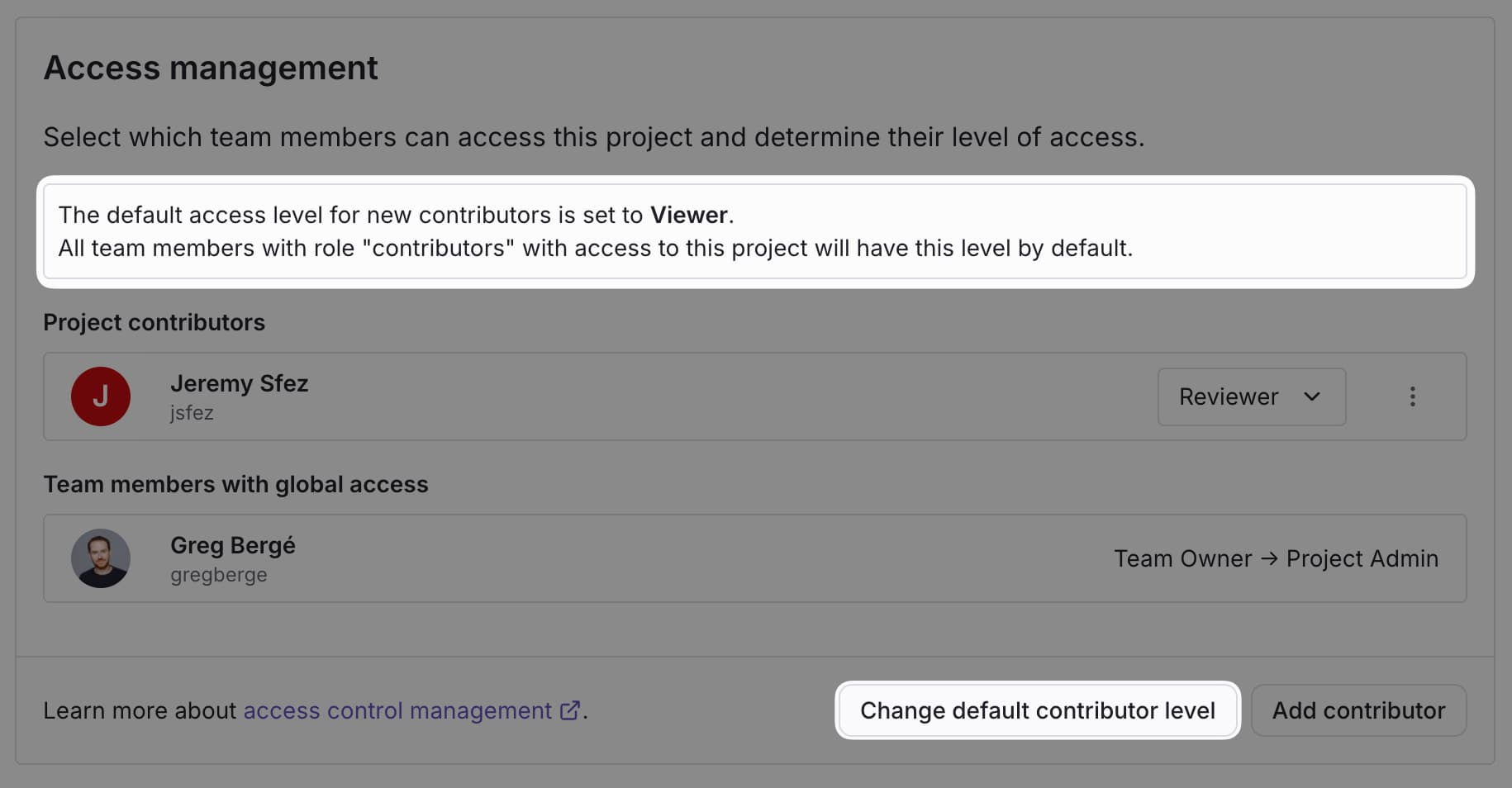Default project role