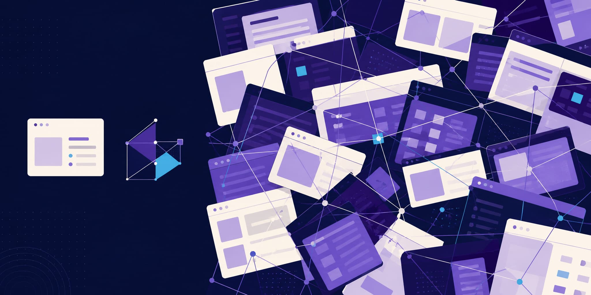 Abstract illustration contrasting one tidy local screenshot with an unmanageable tangle of team screenshots