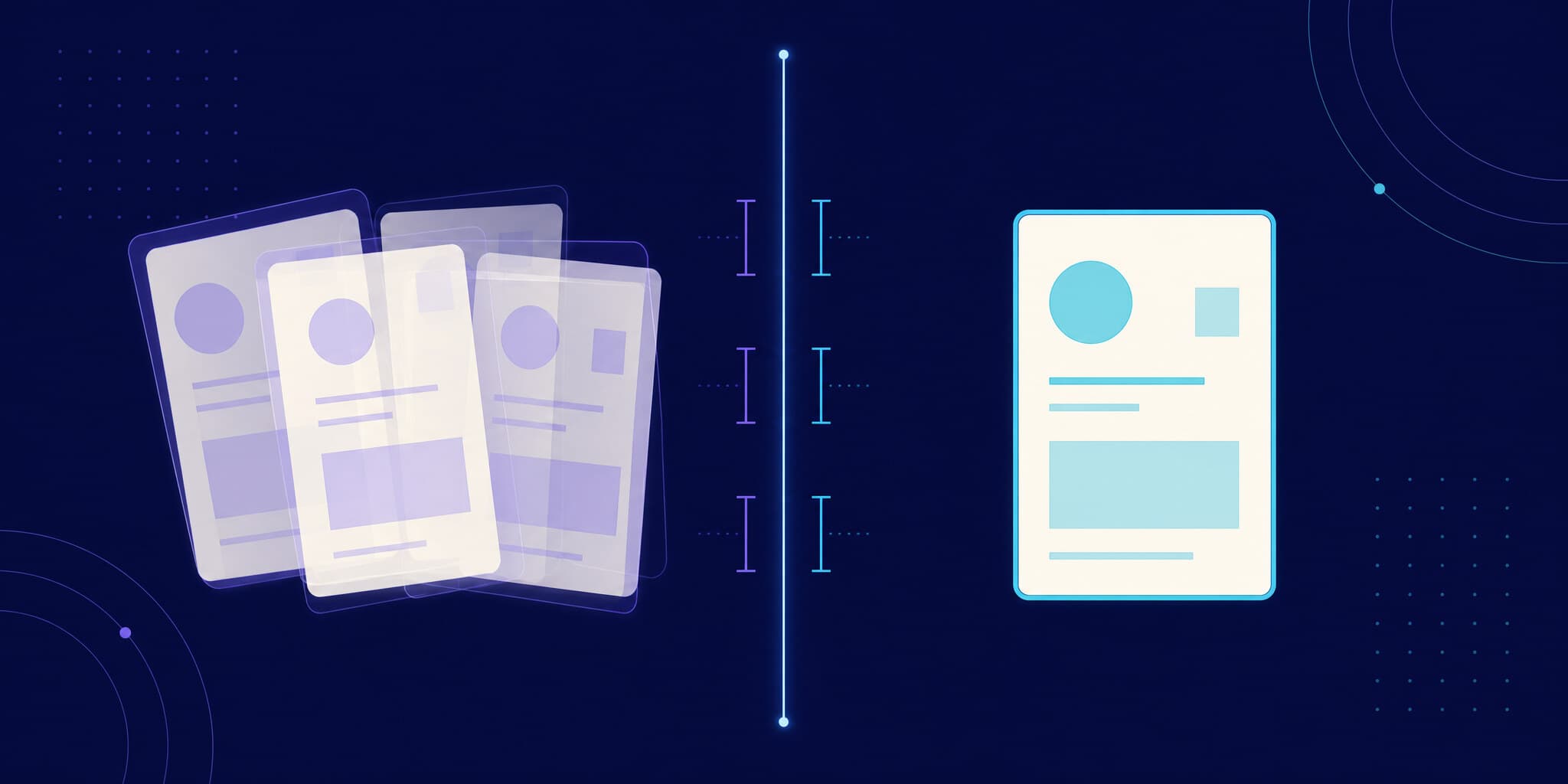 Abstract illustration of misaligned ghosted screenshots being measured and resolved into one crisp aligned frame