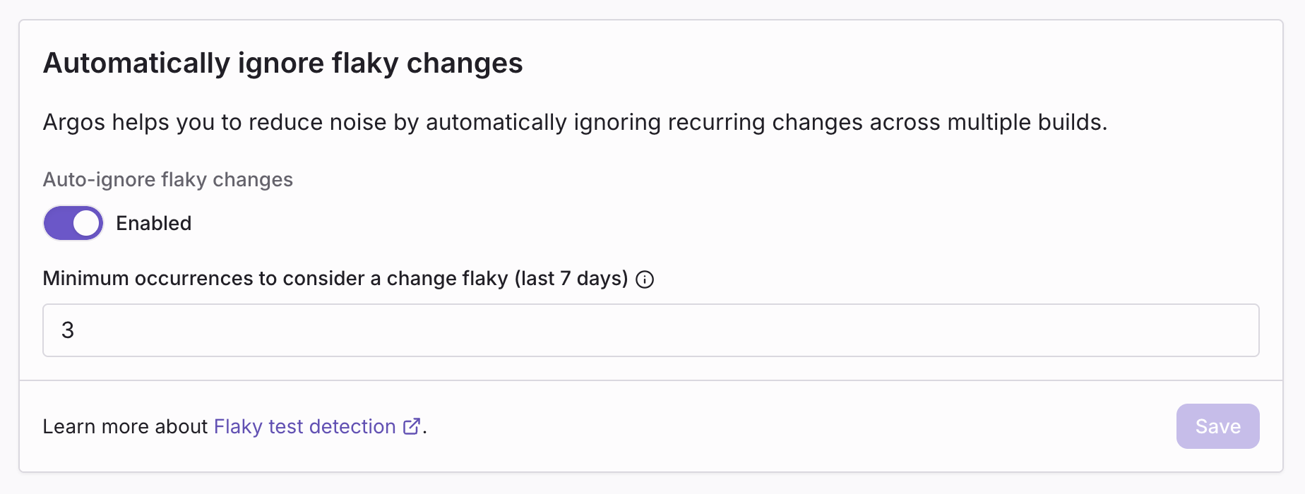 Auto-ignore flaky changes in project settings