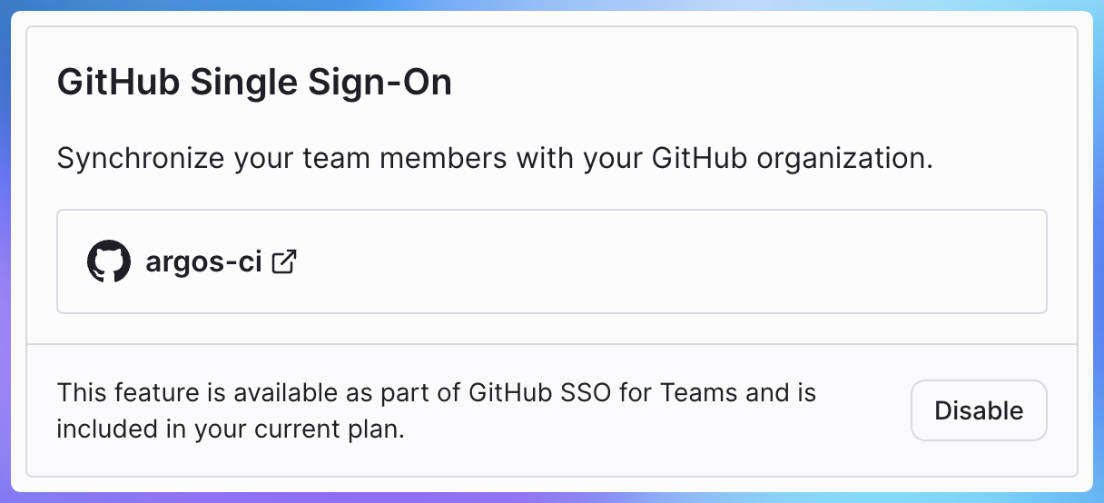 GitHub SSO enabled