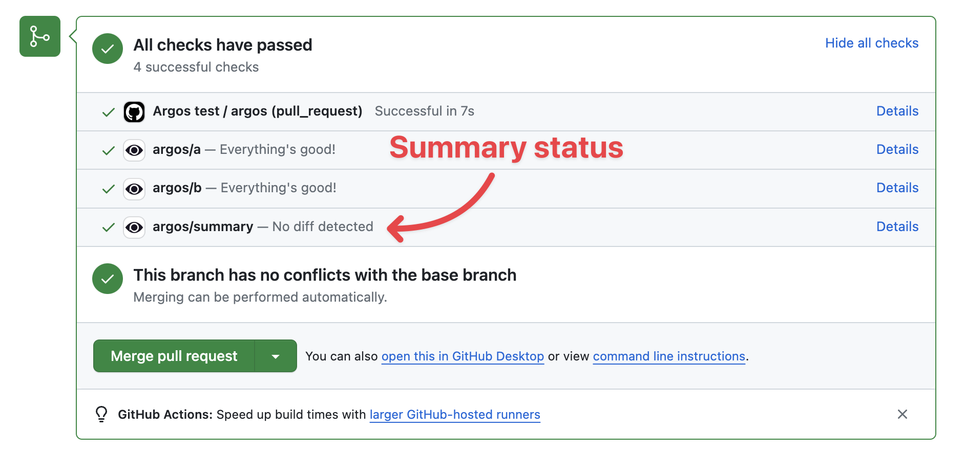 Summary status check in GitHub